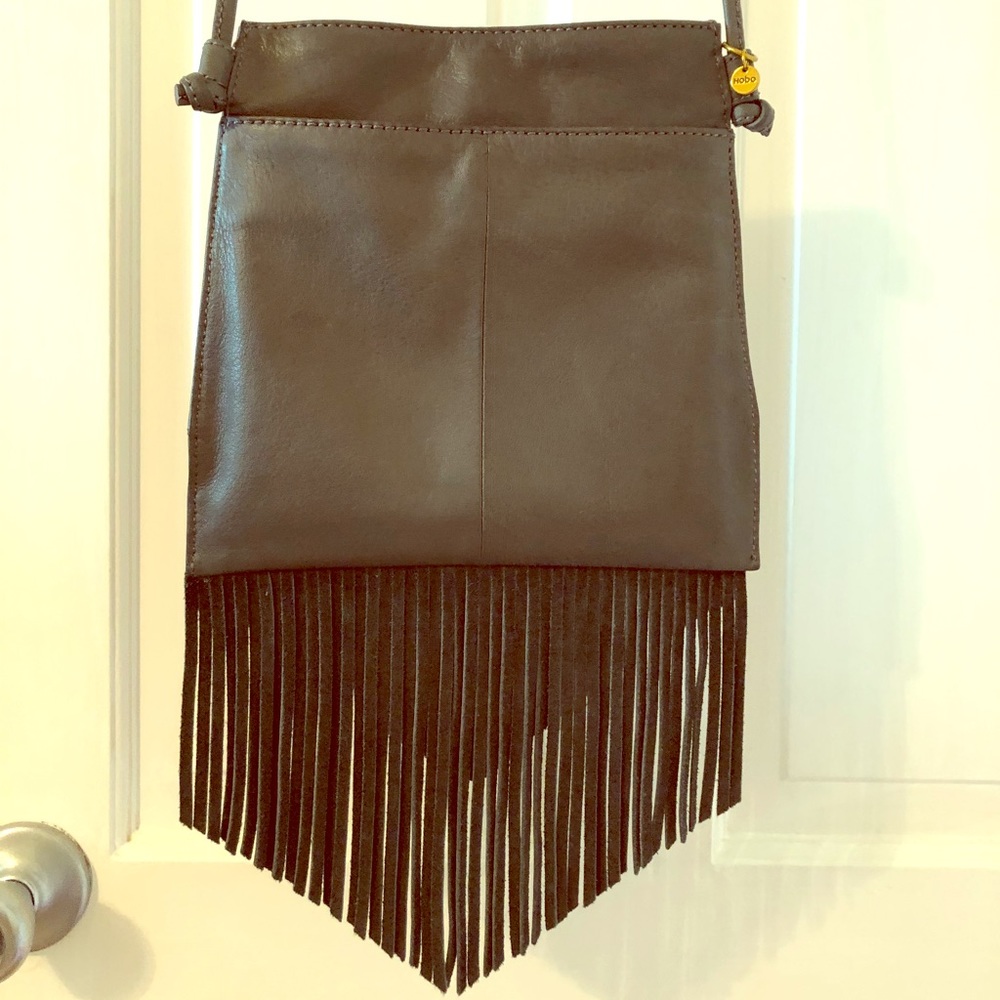 HOBO cross body bag gray fringe